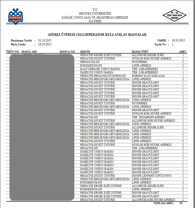 HASTAYA YAPILAN İŞLEMLERİ RAPORLAMA-2 Hastaya