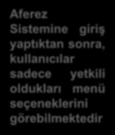 AFEREZ SİSTEMİ GİRİŞ Aferez Sistemine giriş yaptıktan sonra,