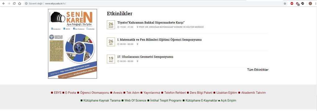 Açıklama 1 Uzaktan eğitim yönetim sistemine giriş yapmak için öncelikle Google Chrome tarayıcısı kullanılarak üniversitemiz web sayfasına (http://www.ebyu.edu.