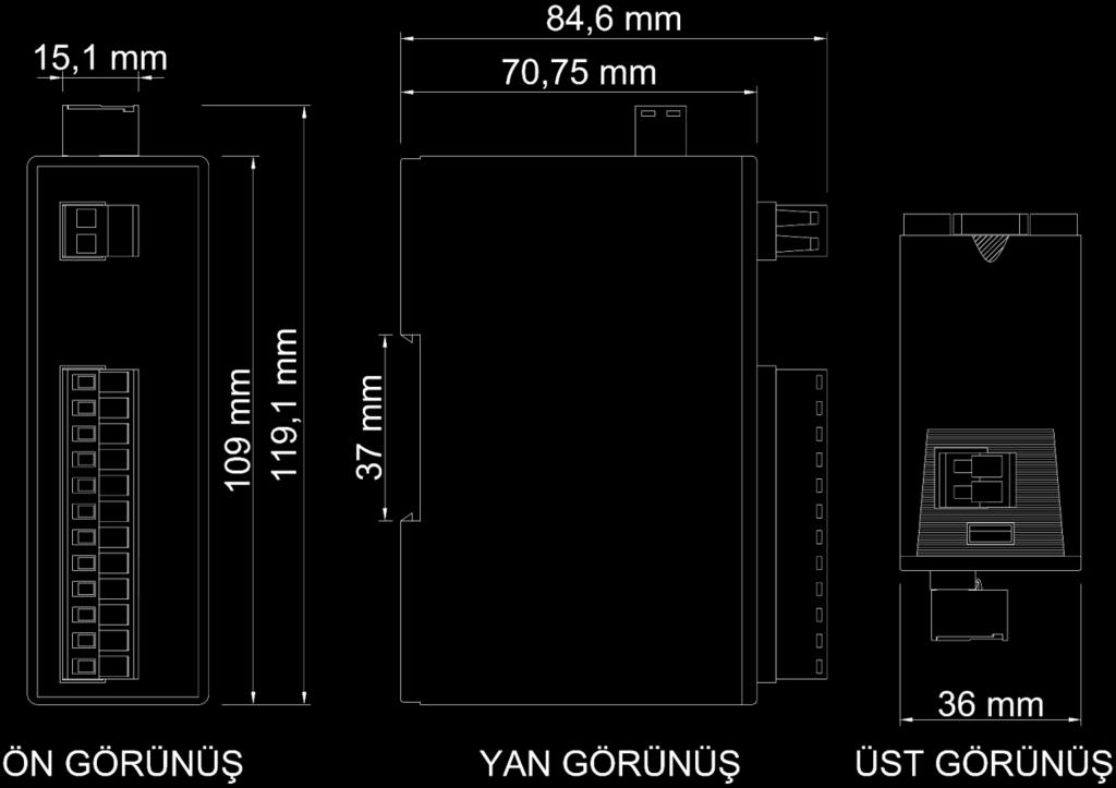 1. GİRİŞ 1.1 Genel Özellikler Analog Giriş Modülü ile 0-10 V DC ve 4-20 ma DC çıkış veren analog sensör verileri, RS-485 hattı ile Standart Modbus RTU protokolü üzerinden okunabilmektedir.