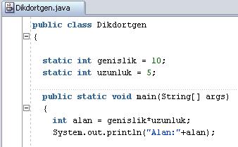 Çıktı olarak; Java da Methodun içinde int bir değişken tanımlanmış. İki değişkeni çarpıyor. Sonucunu alıyor. Bir string ile int değişkeni + ile birleştirilir.