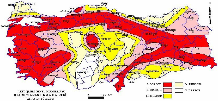 TÜRKİYE DEPREM BÖLGELERİ 26.03.