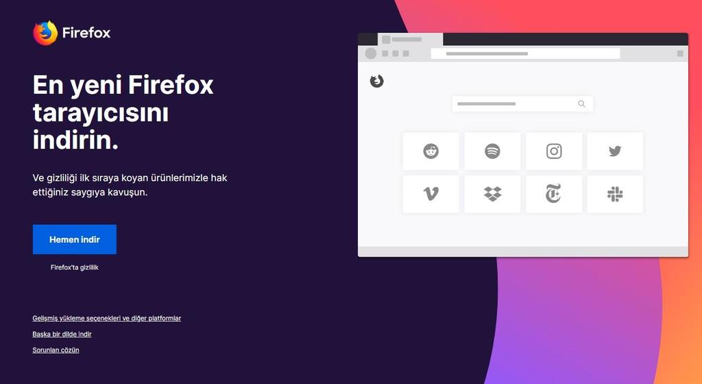 Mozilla Firefox kurulumu https://www.mozilla.