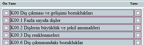 Favori Ön Tanı seçme kısmı 3- Hasta Bilgileri Detaylı bir