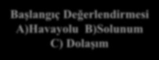 Başlangıç Değerlendirmesi A)Havayolu B)Solunum C) Dolaşım Şunlardan