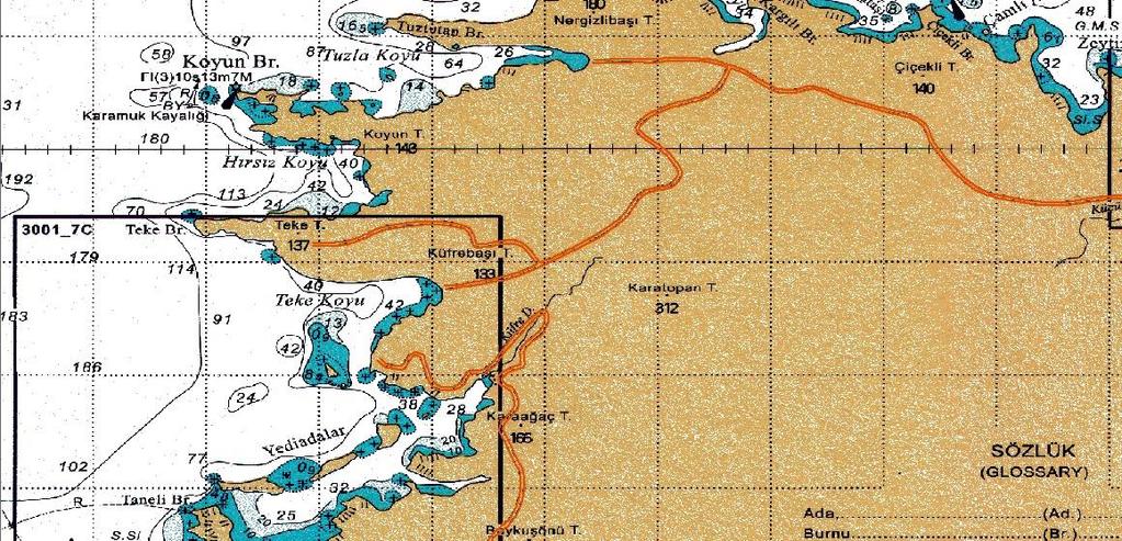 ARCGIS Yazılımı ile Kıyı Bilgi Sistemi Sayısallaştırma Uygulaması, Gökova Örneği Road adlı Feature Class line olarak eklenmiştir.