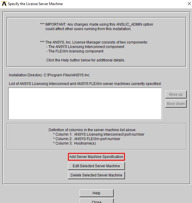 ANSYS 2019 R1 Client Sunucu Yapılandırması Add Server Machine