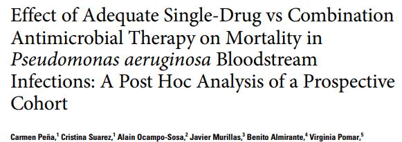 P.aeruginosa bakteriyemisinde monoterapi ile kombinasyon tedavisi karşılaştırılmış Toplam 593 hasta değerlendirilmiş 30 günlük mortalite %30 Hastaların %13