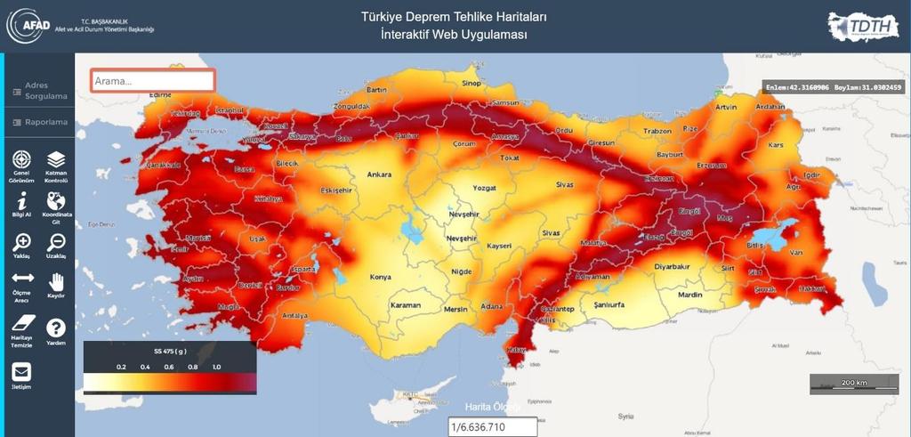 2.1. Harita Spektral İvme Katsayıları ve Tasarım Spektral İvme Katsayıları Dört farklı deprem yer hareketi için deprem tehlike haritaları, iki spektral ivme değerini tanımlayan spektral ivme