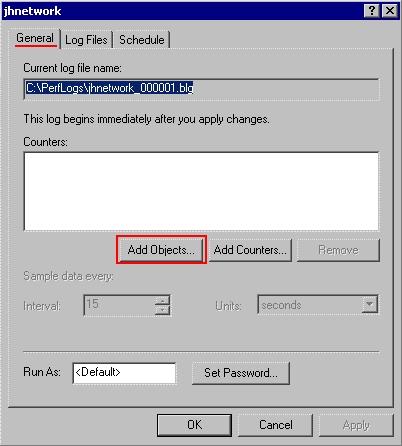 tab : Objects Burada Add Buradan Eğer General sadece bu birlog obje bazı dosyasının seçtiğinizde objelerin, Server Add nereye bazı Counters o objenin sayaçlarını kaydedileceğini tüm sayaçları