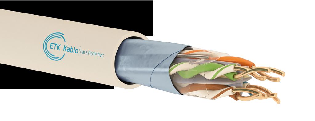 Data/LAN Kabloları Cat 6 F/UTP PVC RoHS REACH Kullanım Alanları 10 BASE-T (IEEE 802.3) Ethernet. 100 BASE-T (IEEE 802.3u) Fast Ethernet 100 VG-AnyLAN (IEEE 802.12). 4/6 Mbps Token Ring (IEEE 802.