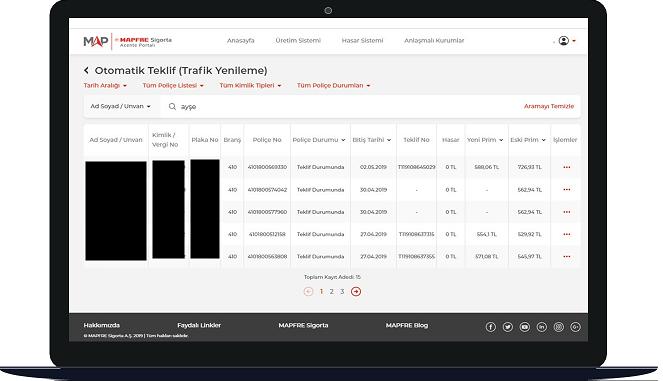 Ara butonuna tıkladığınızda listede