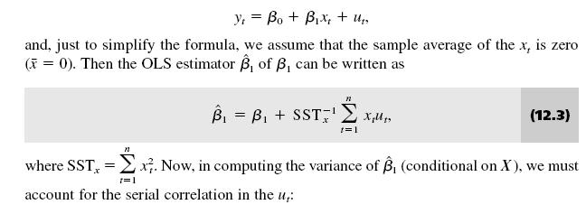 Hata terimlerinde ardışık bağıntı (serial correlation) varken OLS tahmin edicilerinin özellikleri nasıldır? CH 10 da TS.1- TS.3 varsayımları altında OLS nin sapmasız olduğunu gördük.