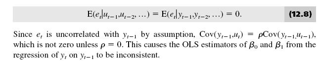 Burada {u(t)} nin otokorelasyona sahip olmasını yasaklayan bir koşul yoktur. Koşul (12.7) u(t) ile y(t-1) in ilişkisiz olması gerektiğini söylüyor, ancak u(t) ile y(t-2) ilişkili olabilir.
