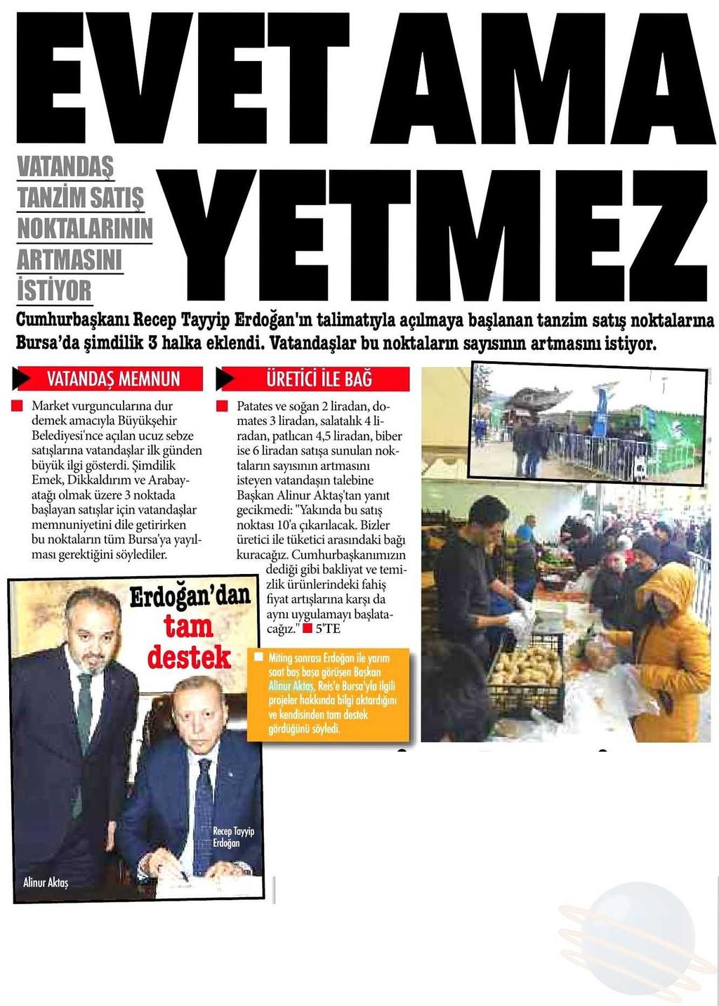 EVET AMA YETMEZ Yayın Adı : A Gazete (Bursa)