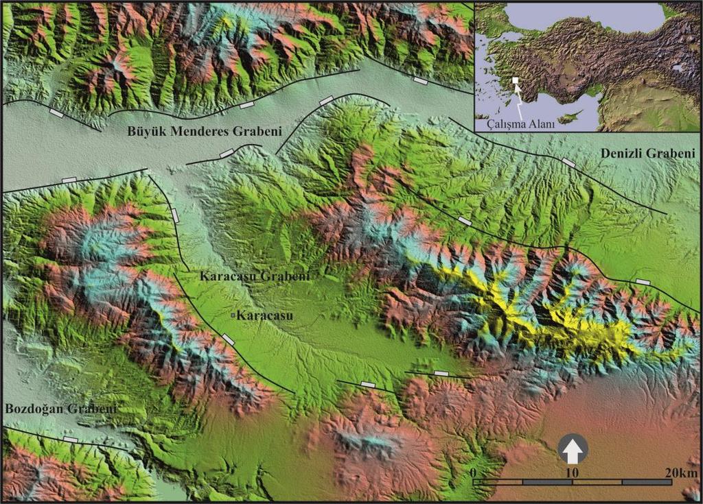 1. Giriş GB Anadolu gibi açılmanın halen devam ettiği bölgelerde yapılacak topografya analizleri ve drenaj ağları ile ilgili çalışmalar, özellikle mevcut tektonik süreçler ve bunların faaliyetleri