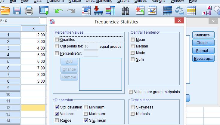 *Statistics butonu tıklanarak, gelen ekranda, standart