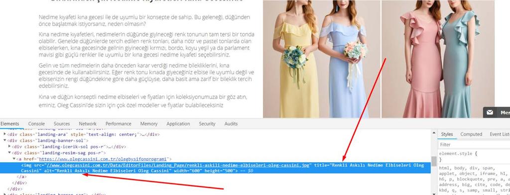 İMAJ ALT TAGS KULLANIMI <img src="zn-elbise.jpg"> <imgsrc="zn-elbise.jpg" alt="zn elbise"> <img src= zn-elbise.