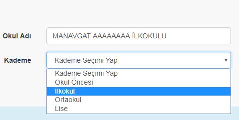 RAMPLAN GİRİŞ SAYFASI Okul Adı büyük harflerle girilmelidir.