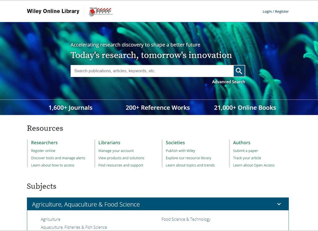 Eğer Wiley hesabınız varsa Login/Register a tıklayarak giriş