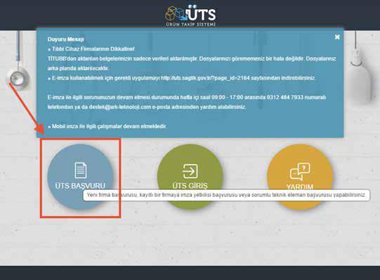 ÜTS kullanıcı hesabı bulunmayan ortaklarımızın ÜTS BAŞVURU