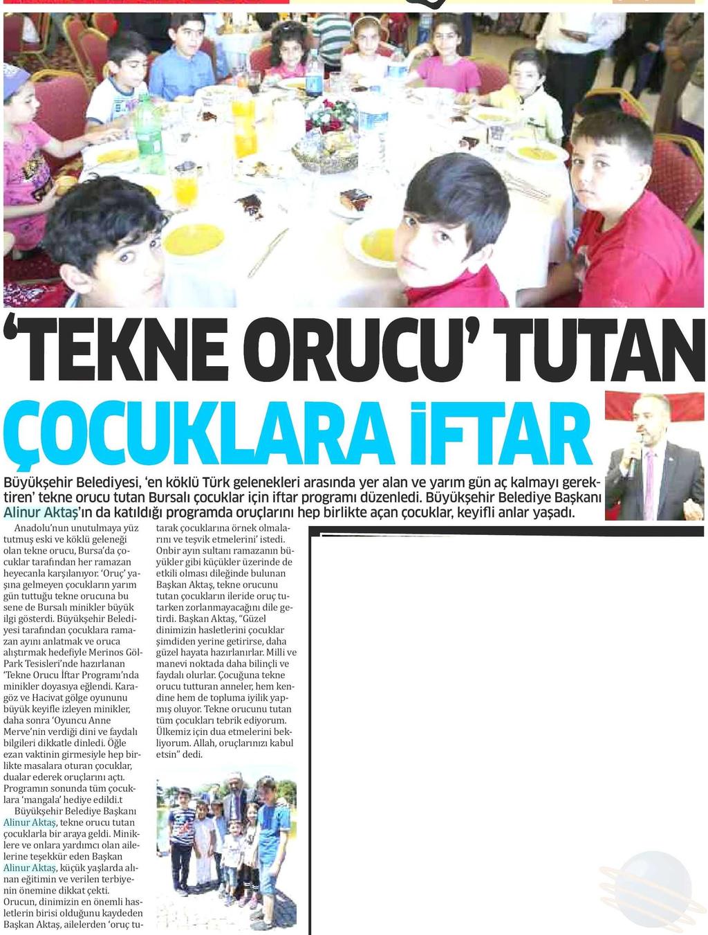 ÇOCUKLARA IFTAR Yayın Adı : Bursa Haber