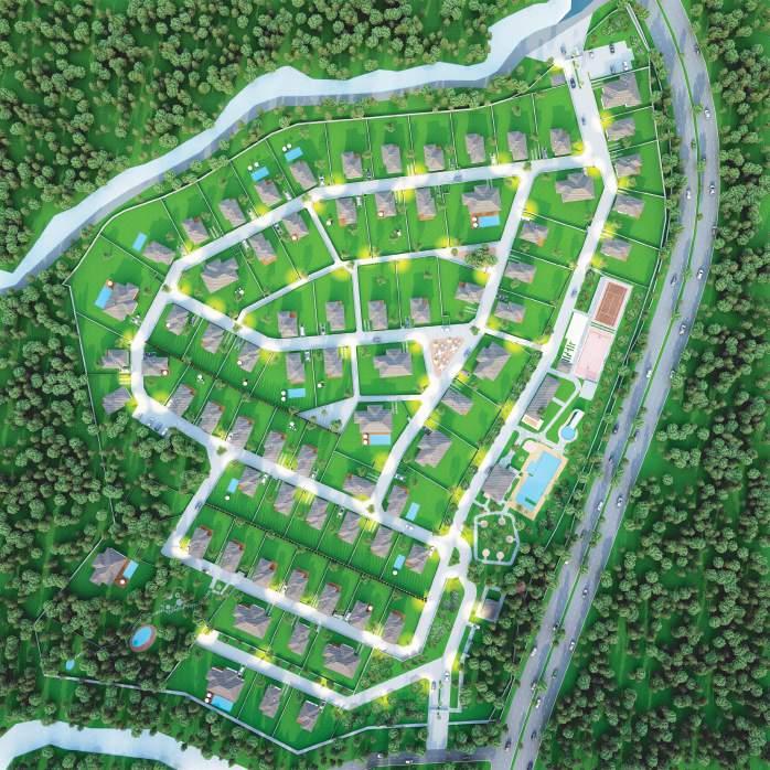 Doğal ahşap kaplama dış cephe - Özel tasarım mutfak - 450-1500m² arası özel bahçeler - Hobi Bahçesi GENEL ÖZELLİKLERİ - Çevreyle Uyumlu Peyzaj - Site Bahçıvanları - 7/24 Güvenlik Ekibi, Harekete