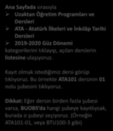 Sayfada sırasıyla Uzaktan Öğretim Programları ve Dersleri ATA - Atatürk İlkeleri ve İnkılâp Tarihi Dersleri 2019-2020 Güz