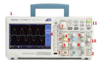 OSİLOSKOP: TEKTRONİX TBS1000B-EDU KULLANIMI 1. Üst yüzeyindeki On/Off tuşu ile cihazı açılır. 2. Birinci kanala (CH1) bağlı prob ölçülecek düğüme bağlanır. 3.