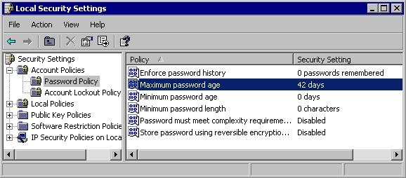 Örneğin, kullanıcı ayarlarında ilk başta kullanıcılar password 42 için günde