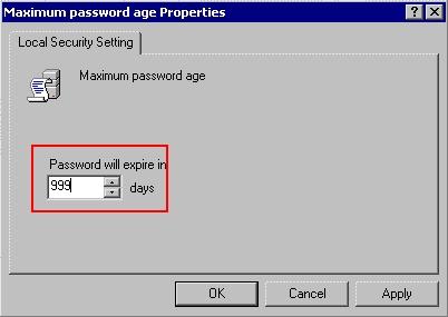 zorundadır(user Manager'de Maximun 999'a kadar password gün sayısını ageadı