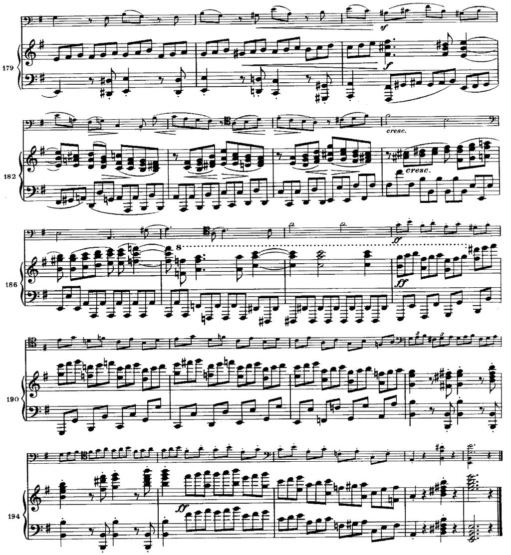 80 Johannes Brahms ın Opus 38 Mi Minör Viyolonsel-Piyano Sonatının Üçüncü Bölümünün İncelenmesi Şekil 17: 179.-198. Ölçüler Codadaki temponun aniden hızlanması Brahms ın Op. 99 No.