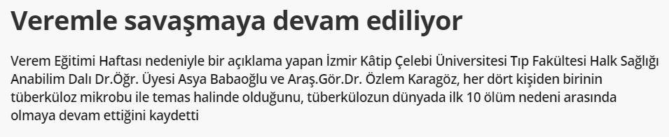 2017 yılında yaklaşık 10 milyon kişinin yakalandığı verem hastalığı yüzünden 1,3