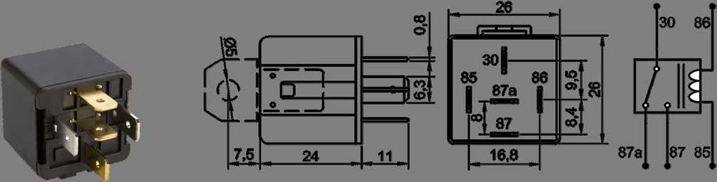 Ürün Kodu 700.220.302 24V 20/15A Sürekli SPDT NO, NC / 1 Form C 5 Terminalli Braketli Terminal Yapısı & Boyutlar & Diyagram Aksesuarlar 207.150.251 207.100.