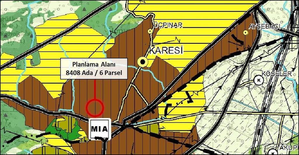 Planlama Alanının Balıkesir İli Karesi (Kuzeybatı) İlçesi Revizyon + İlave Uygulama İmar Planı ndaki Konumu Planlama alanı Çevre ve Şehircilik Bakanlığı tarafından 05.06.