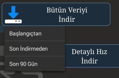 4 90 Gün indirme seçeneklerini seçebilirsiniz. Daha önce araca ait veri indirilmemişse veya tüm veriyi tekrar indirmek isterseniz Başlangıçtan seçeneğine basınız.