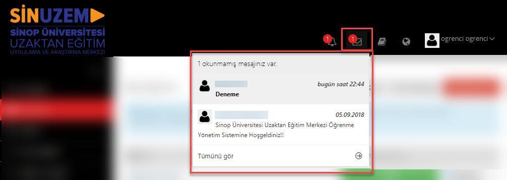 gözükmektedir. Gözüken derse tıklayarak dersin içeriklerine erişebilirsiniz.