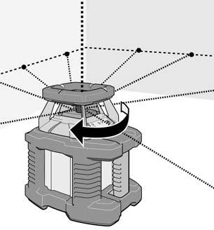 Rotasyonlu lazer tuƒ ()'e bas larak devreye al n r. Cihaz otomatik terazileme iƒlemine baƒlar. Terazileme sona erdiªinde lazer dönmeye baƒlar.