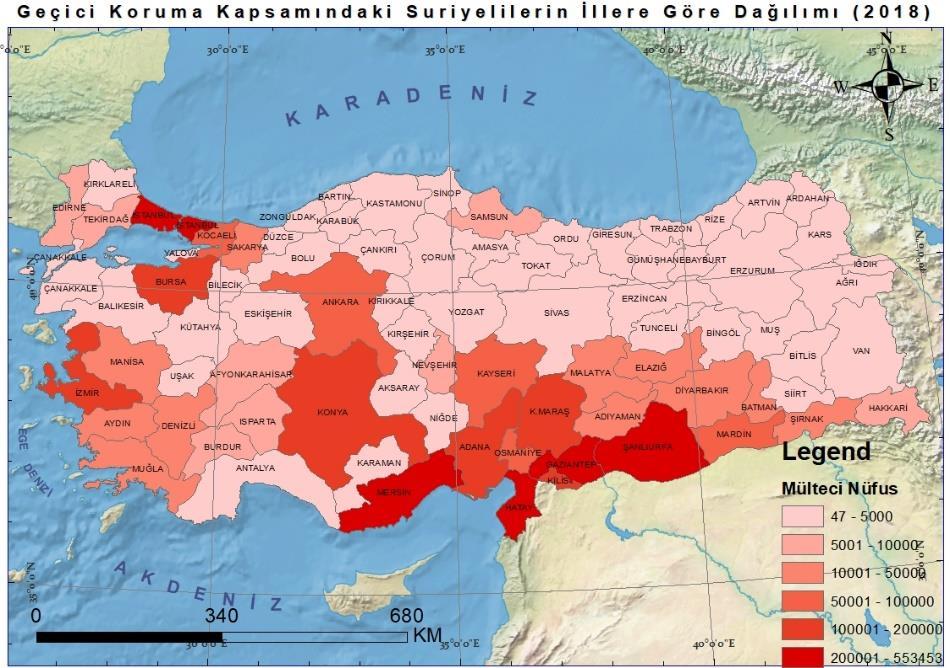 Şekil 2: Yıllara göre geçici koruma kapsamında bulunan Suriyelilerin toplamı (2018)