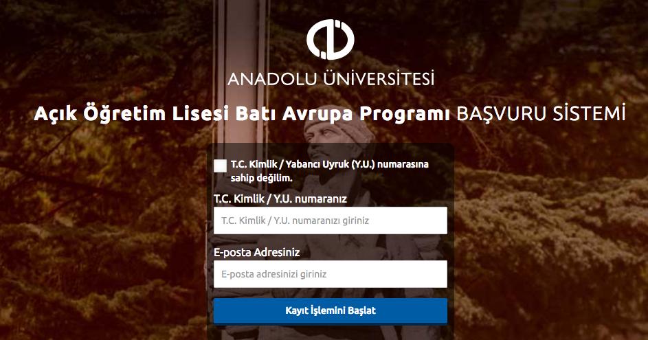 Kayıt Ol butonuna bastığınızda yandaki resimde görülen panel açılacaktır. Panelden 11 haneli T.C. Kimlik / Yabancı Uy