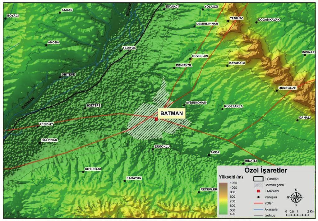 bölümünü kaplamıştır (Tonbul ve Sunkar, 2008). Raman Dağı nın kuzeyindeki verimli bir ovanın kenarına yayılan Batman, yerleştiği depresyon içinde gelişimini kuzey ve doğu yönünde gerçekleştirmiştir.