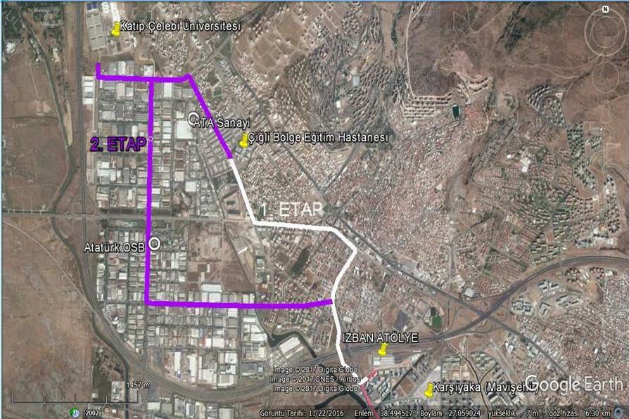 2: Bornova Merkez Metrosu Çiğli Tramvay Projesi Çiğli Tramvayı nın ilk etabı Ataşehir-Çiğli İZBAN-Çiğli Bölge Eğitim Hastanesi arası olacak.