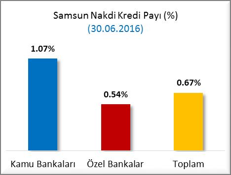 2016 tarihi itibariyle toplam 11 Milyar 862 Milyon TL nakdi kredi ile 19 uncu sırada, kamu bankalarındaki 4 Milyar 773 Milyon TL nakdi kredi ile 17 nci sırada, özel bankalardaki 7 Milyar 89 Milyon TL