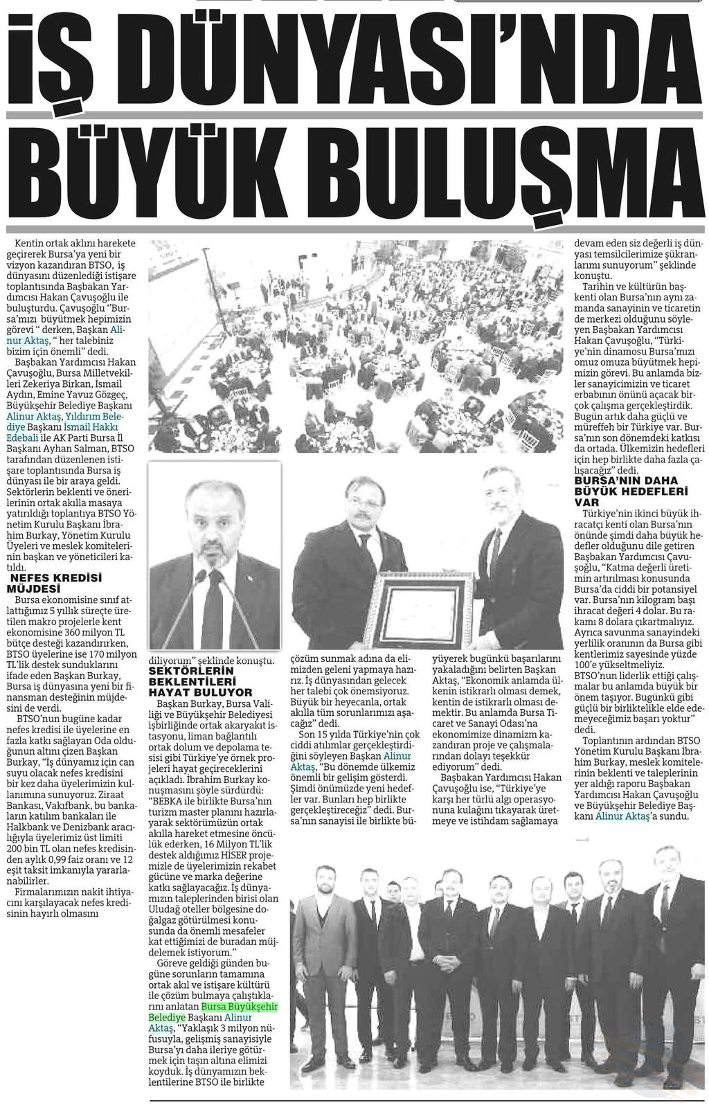 IS DÜNYASI NDA BÜYÜK BULUSMA Yayın Adı : Bursa'da