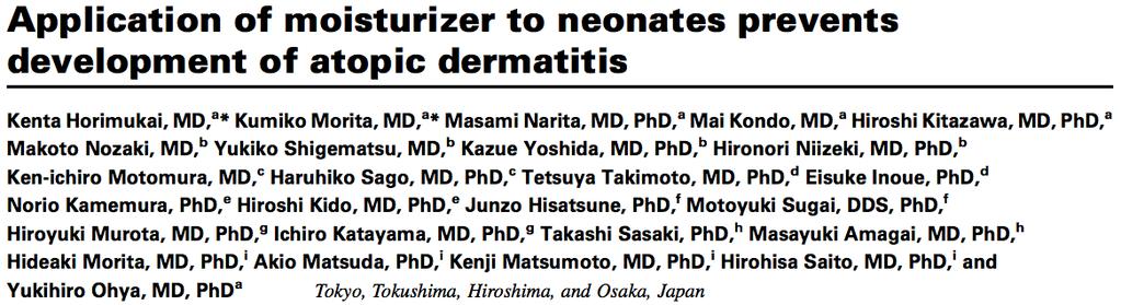 J Allergy Clin Immunol 2014;134:824-30 RKÇ Japonya Atopik dermatit riski yenidoğanlar (n=59 x n=59) Günde 1