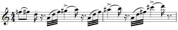 Şekil 22. F. Poulenc Klarnet ve Piyano için Sonat, 3-4. ölçüler arası Kaynak: (Poulenc, 1963: 6) Şekil 23. F. Poulenc Klarnet ve Piyano için Sonat, 3-4. ölçüler arası, çalışma şekli 12.