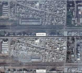 DAEŞ li teröristler tarafında Rakka şehrinde bulunan Veysel Karani Türbesinin nasıl yıkıldığı ve savaşın acı yüzü bir kez daha kendini göstermektedir (Şekil 13).