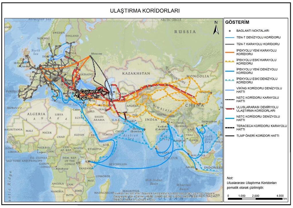 Harita 6 Uluslararası Ulaştırma Koridorları Türkiye yi