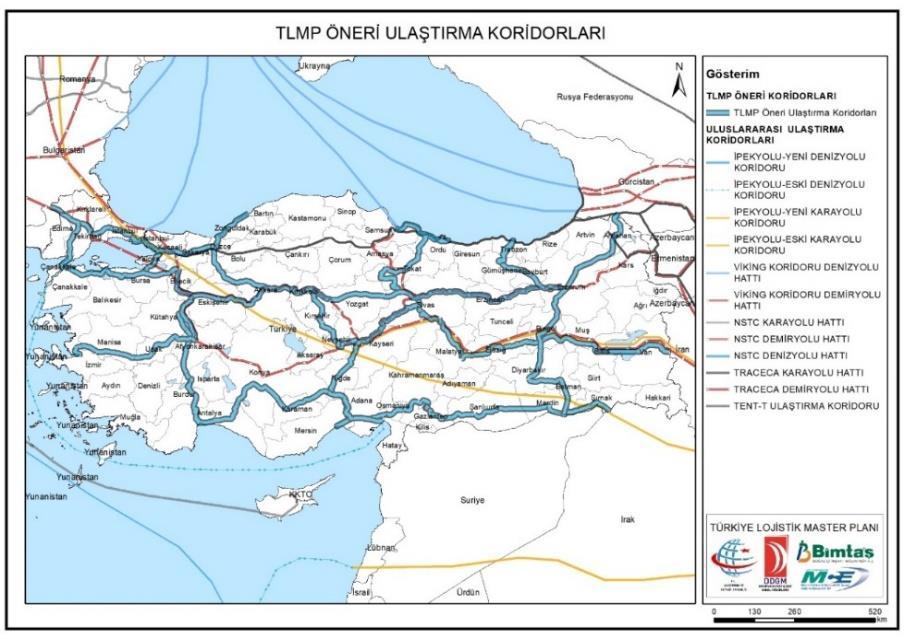 Harita 8 TLMP Önerilen Ulaştırma Koridorları 7.3.