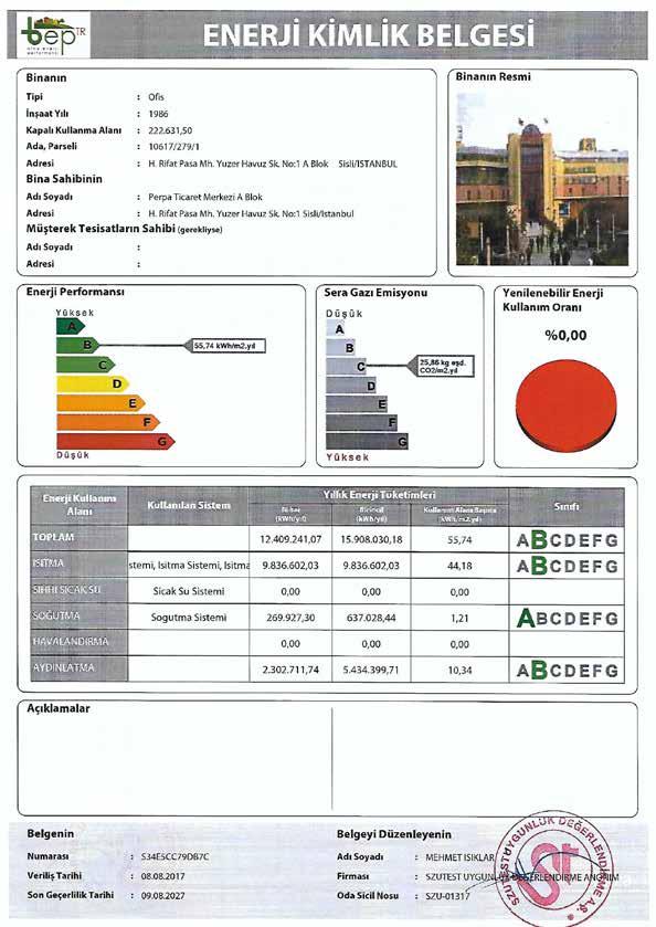 Enerji Kimlik Belgesi: 5627 Sayılı Enerji Verimliliği Kanunu ve buna bağlı olarak çıkartılan Binalarda Enerji Performansı Yönetmeliği ne göre binalarda enerjinin ve enerji kaynaklarının etkin ve